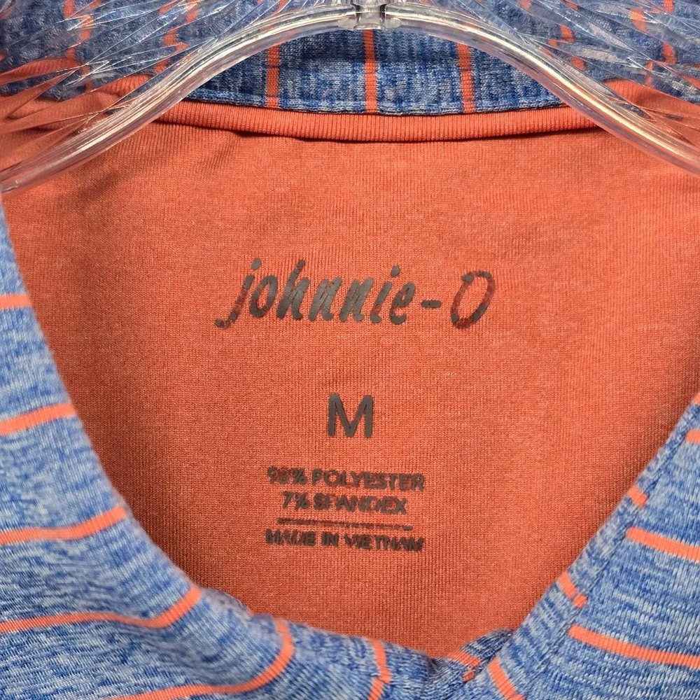 johnnie-O Polo Shirt Mens M Blue Striped Medinah Country Club Short Sleeve